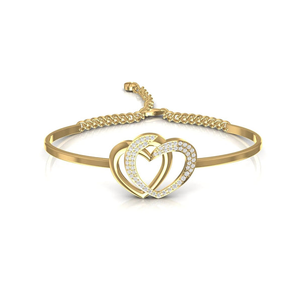 Double Heart 0.42 Carat Natural Diamond Adjustable Bracelet