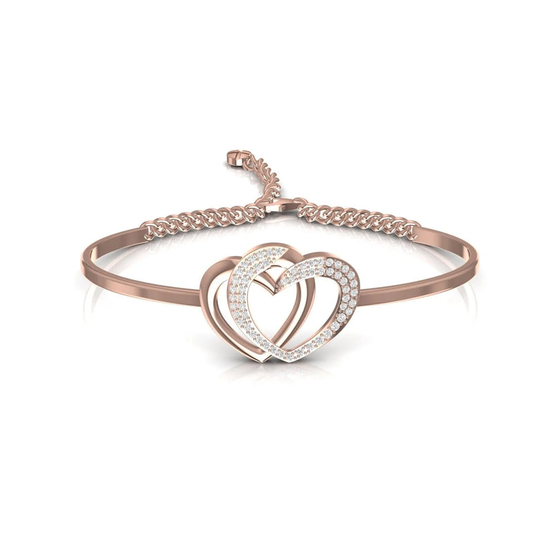 Double Heart 0.42 Carat Natural Diamond Adjustable Bracelet