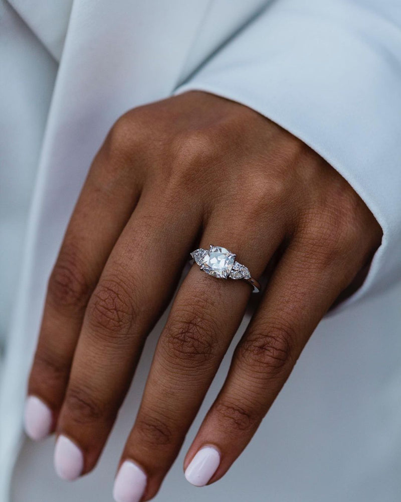 2 carat Natural Diamond Round And Pears Cluster Gold Ring