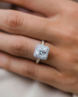 2.7 Carats Center Asscher Cut Natural Diamond 14K Gold Ring