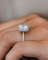 2.7 Carats Center Asscher Cut Natural Diamond 14K Gold Ring